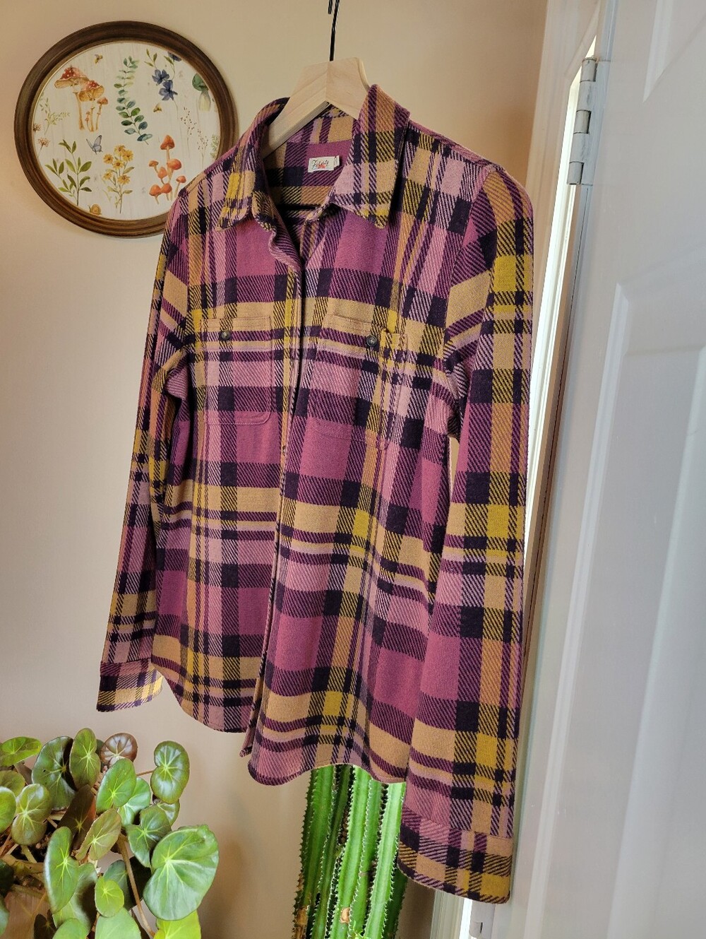 Faherty Legend Plaid Button Down Soft Purple Sweater Shirt, Size Womens Medium - Picture 3 of 7